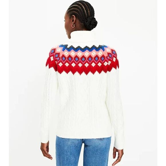 LOFT Fair Isle Turtleneck Sweater size Small - Picture 2 of 9